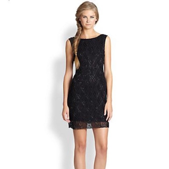 Alice + Olivia Augustine Dress. Size 8. Silk Black Beaded. - Picture 13 of 14